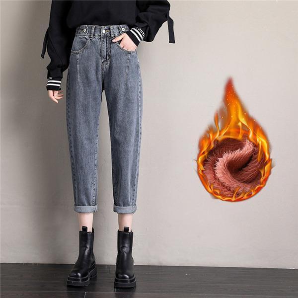 デニム パンツ レディース 裏起毛 ジーンズ 韓国風 ハイウエスト 着痩せ ボア付き ボトムス 秋 冬 脚長効果 美脚 極暖 保温