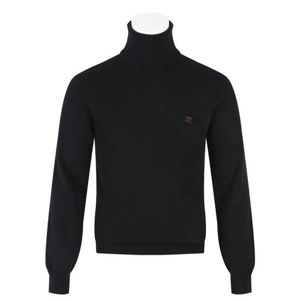 メンズソフトウールタートルネック長袖ニットTシャツ BGM-KN-Q001-ブラック
