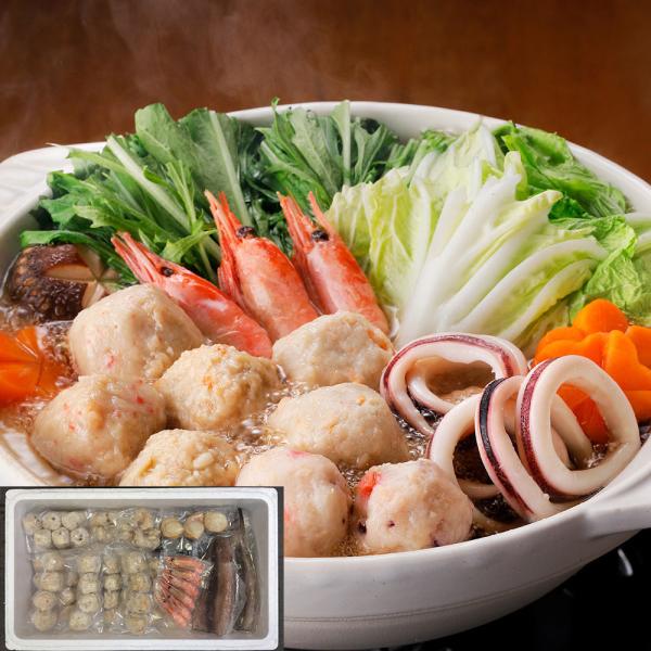 北海道 海鮮つみれ鍋 F かに入x12 えび入x12 とりごぼうx12 たこ入x12 海老x6 帆立x3 いかx2 つぶx2袋 冷凍うどんx1 SISK