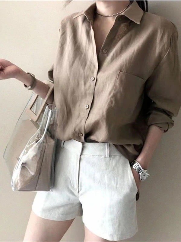 アウタージャンパーブルゾン長袖/リネン/ゆったり/シャツレディース/2024/気質/リネン/カジュアル/シャツ ジャケット 秋