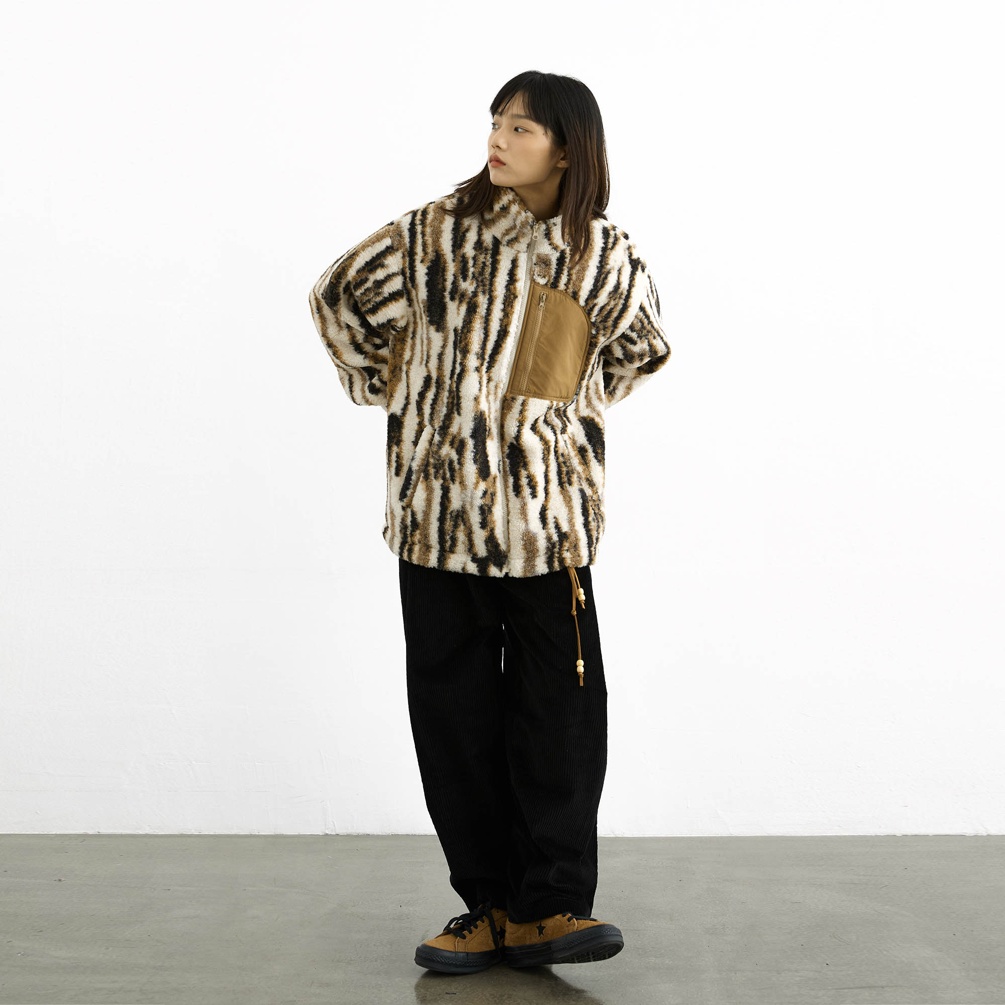 アニマル柄ボアフリースジャケット