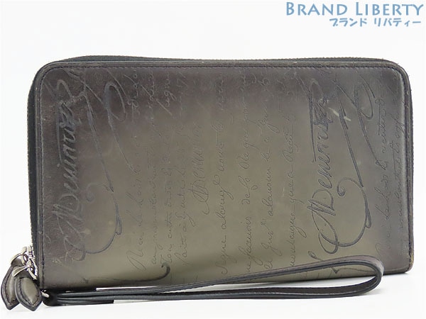 美品ベルルッティカリグラフィタリスクリットレザーロングジップウォレットオールインワンオーガナイザートラベルケース