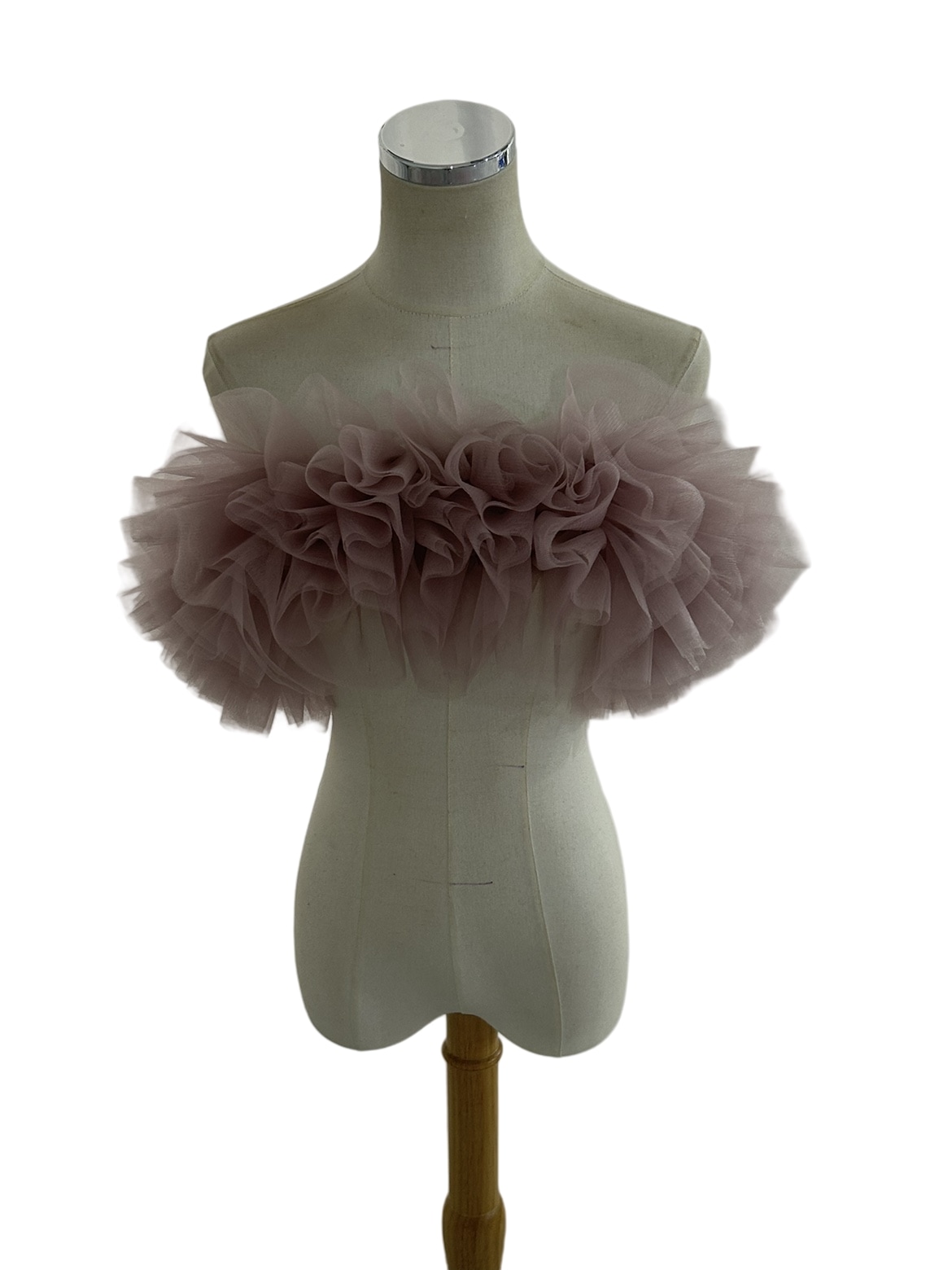 ローズピンク 取り外しオフショルダー ソフトチュール 編み上げ 前撮り 8,133円