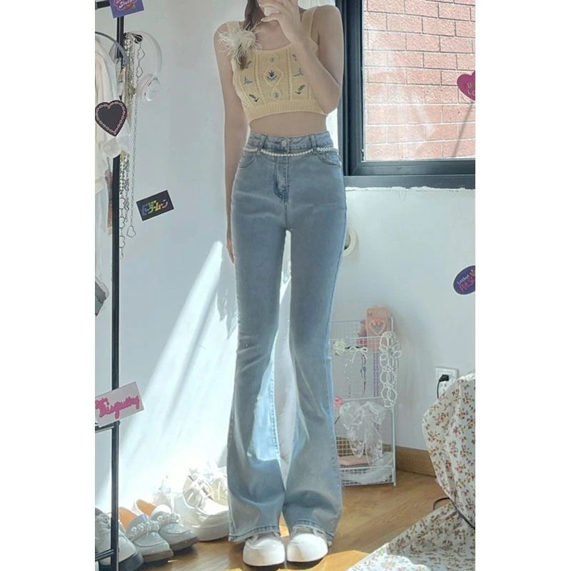 修身 気質 ジーンズ スリム レディース ハイウエストデニム ストレートパンツ レディース デニムストレートパンツ