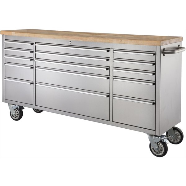 天然木とステンレスでスタイリッシュなツールキャビネット 199cm幅 北欧 インダストリアル 収納家具 リビング ガレージ