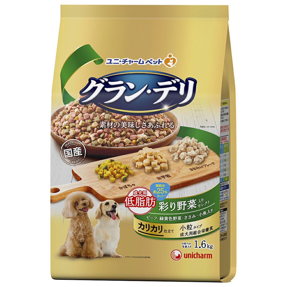 ドッグフード　カリカリ仕立て　成犬用　低脂肪　彩り野菜入りセレクト　ー脂肪分約２５％カットー　１．６ｋｇ（４００ｇX４袋）X４　ＣＲＣ45―05―45―15―00 6,046円