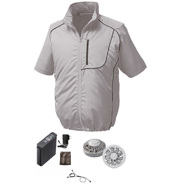 半袖 空調服 [ファン色：GY 色：SIxブラック 4L]