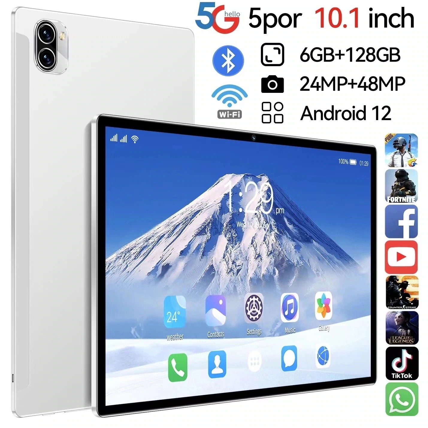 タブレット PC 10.1インチ 新年新登場 Android12.0 Wi-Fi 8+128GB IPS液晶 wi-fi版 MTK6797 CPU 在宅勤務 ネット授業 液晶保護フィル