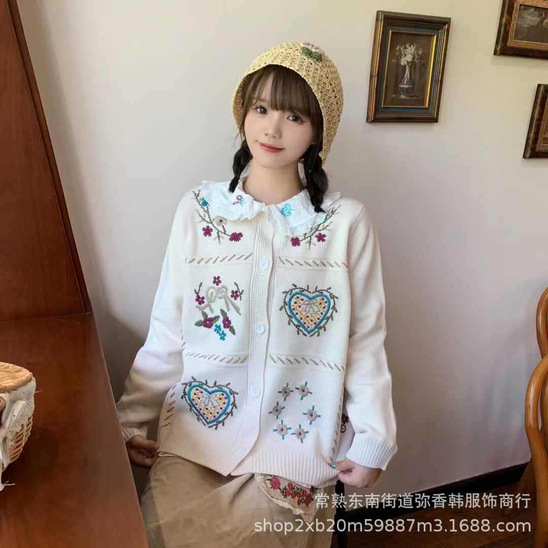 森和風甘いニットカーディガン女性の春と秋のカレッジスタイルの甘くてかわいいセータージャケット