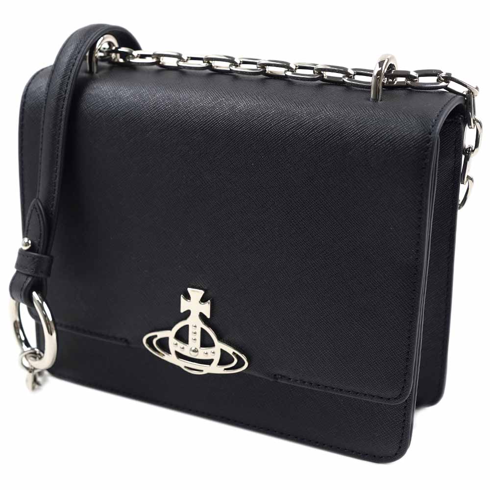ヴィヴィアンウエストウッド バッグ ショルダーバッグ レディース ブラック WFLA-WITH FLAP DEBBIE MEDIUM BAG WITH FLAP BLACK Vivienne West