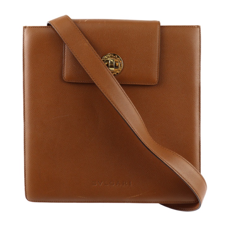 美品 BVLGARI ブルガリ ショルダーバッグ - ブルガリブルガリ レザー ブラウン ゴールド金具 ポシェット ターンロック【本物保証】