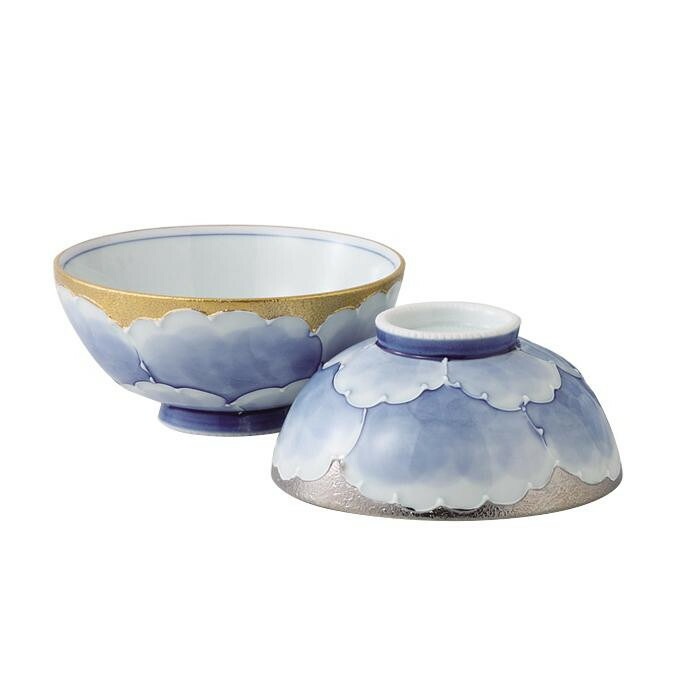 10857　プラチナ牡丹 組飯碗