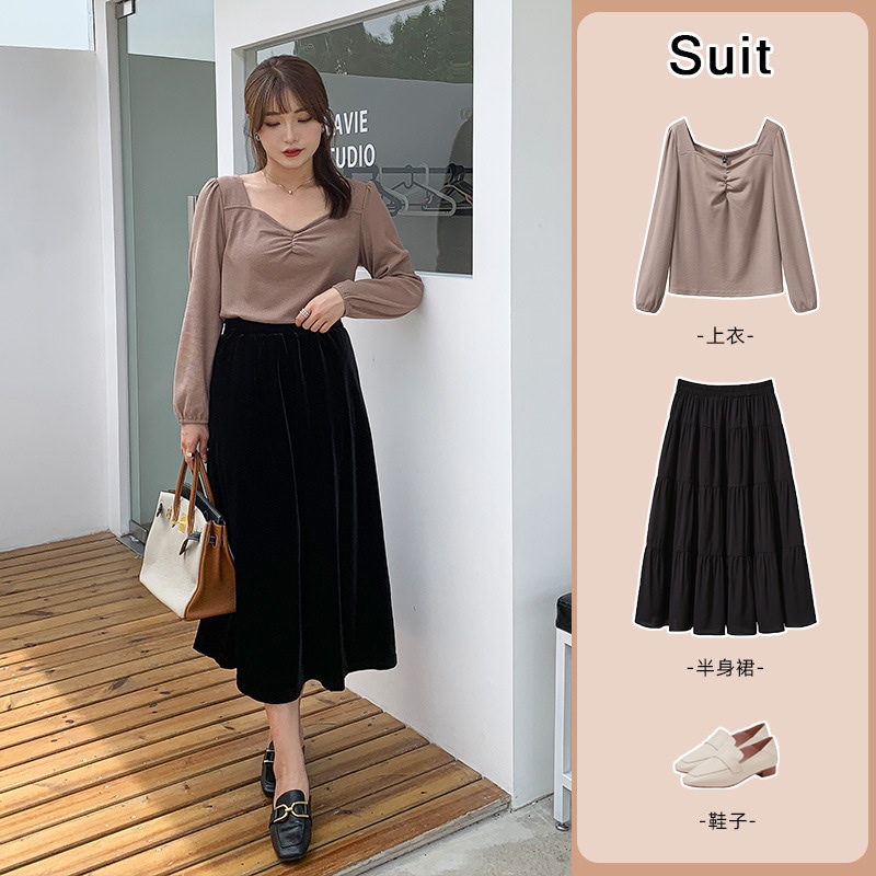 5L 4L 秋冬 韓国 大きいサイズ 長袖ニットトップス レディースシャツブラウス タイト ストレッチ 30代 40代 50代 60代ぽっちゃりフランスの上着の大きいサイズの婦人服の太いm揚げ街春秋服