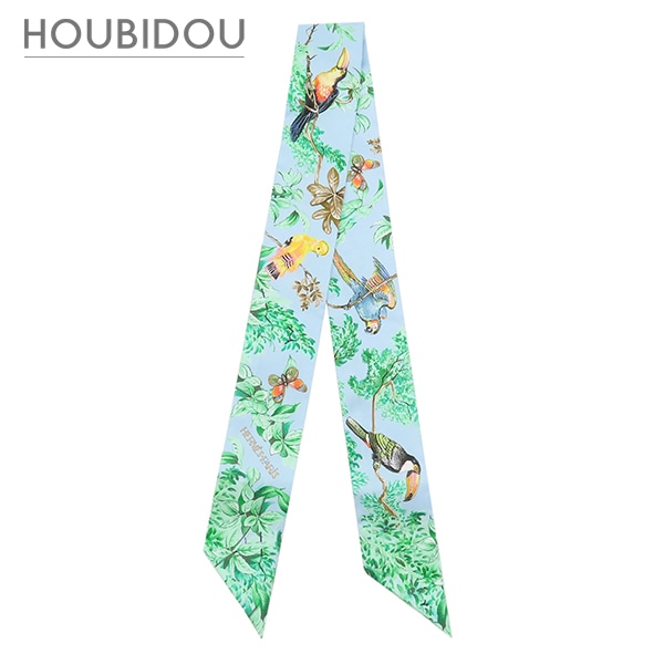 エルメス スカーフ ツイリー シルク ブルーシエル×ヴェール×オレンジ 新品 未使用 【Equateur/赤道直下】 H061798S 【箱】【中古】
