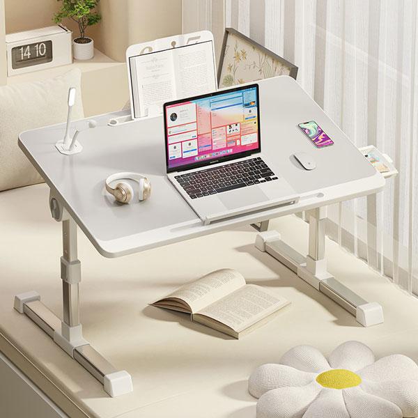 折り畳み式 パソコンテーブル USB付き 引き出し付き ブックスタンド付き PCテーブル お洒落 ベッドテーブル 落下防止 ストッパー コンパクト 小さいテーブル
