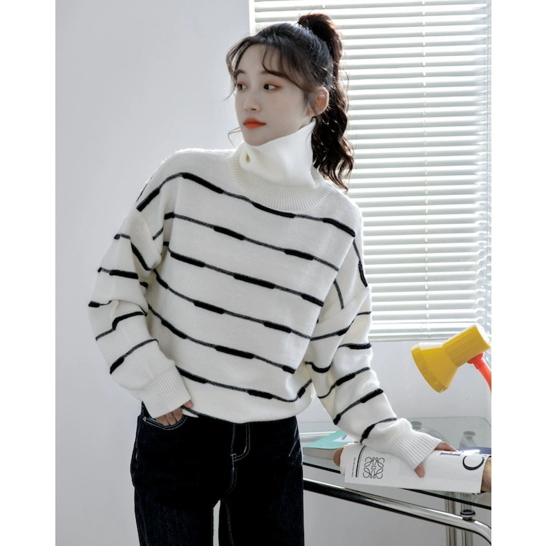 セーター コントラスト プルオーバー ストライプ ストライピング おしゃれ かわいい セクシー 大人 HUG.U ニット プルオーバー レディース セーター トップス 長袖