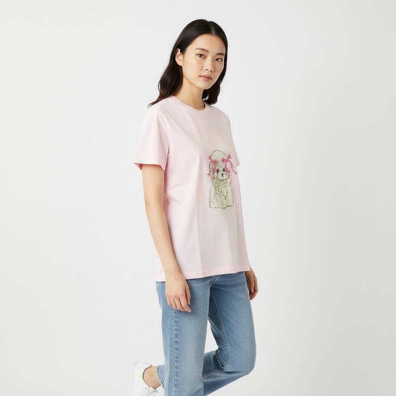 ガニ 26SS ベーシックコットンジャージー キュートドッグ 半袖レディースTシャツ A1050062 868