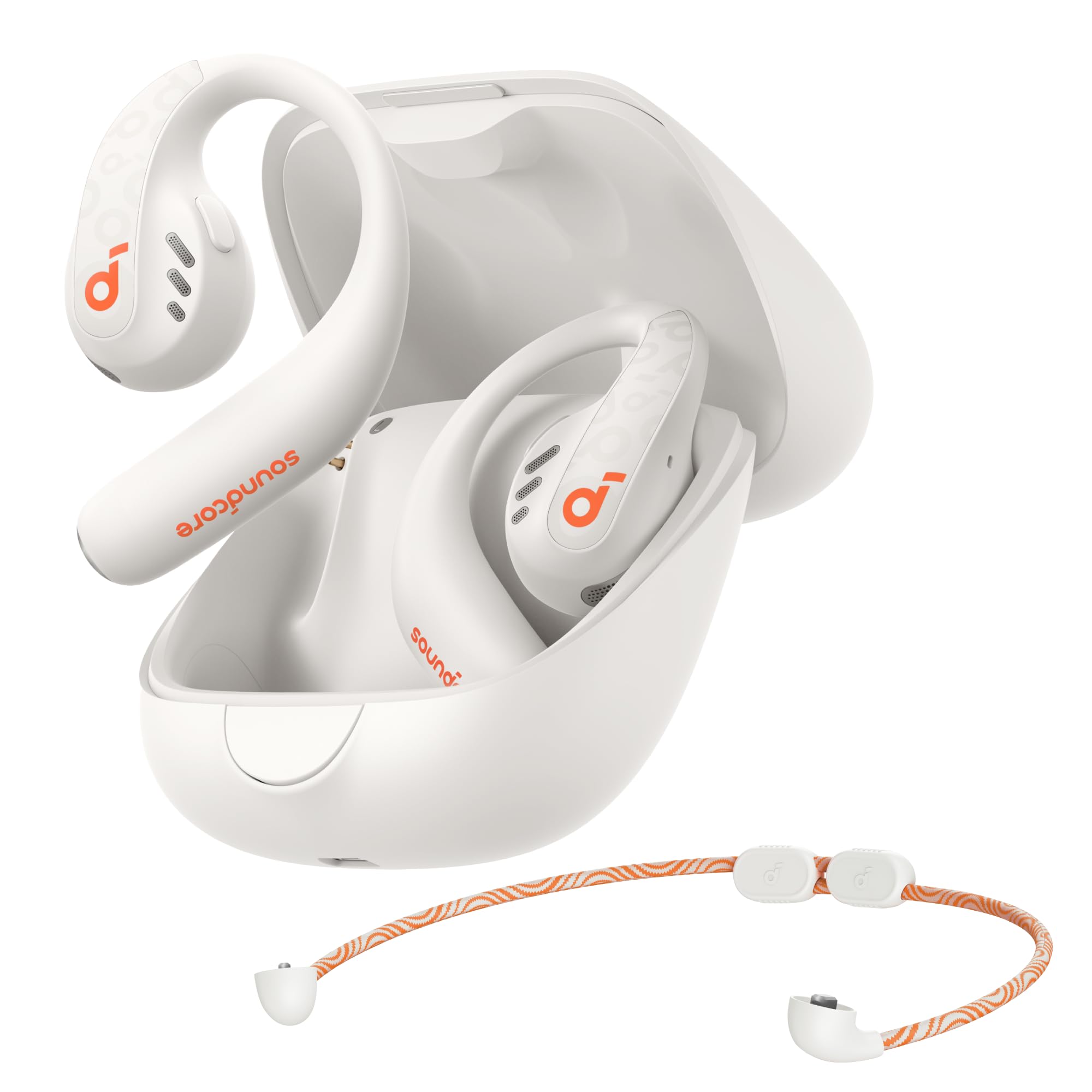 Anker Soundcore AeroFit Pro ホワイト（Bluetooth 5.3）【オープンイヤー型ワイヤレスイヤホン / 3Dオーディオ / IPX5防水規格/ 最大46時間再生 /