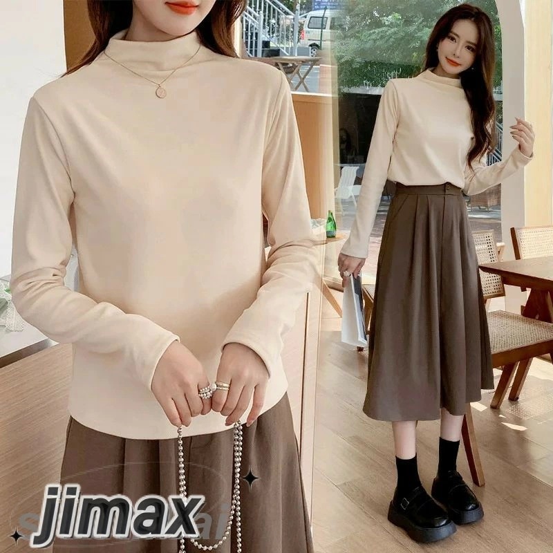 長袖カットソー 長袖tシャツ 無地カットソー 無地tシャツ コットン素材 綿 綿素材 レディースシンプル 首元がチクチクしないコットン素材のタートルネックTシャツ ホワイトデー