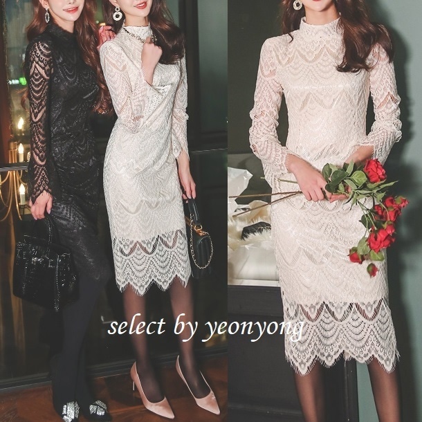 レースワンピース パーティー エレガント 結婚式 披露宴 二次会ドレス