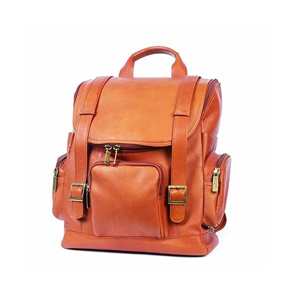 Claire Chase Portofino Computer Leather Backpack， Laptop Bag in Saddle 並行輸入品