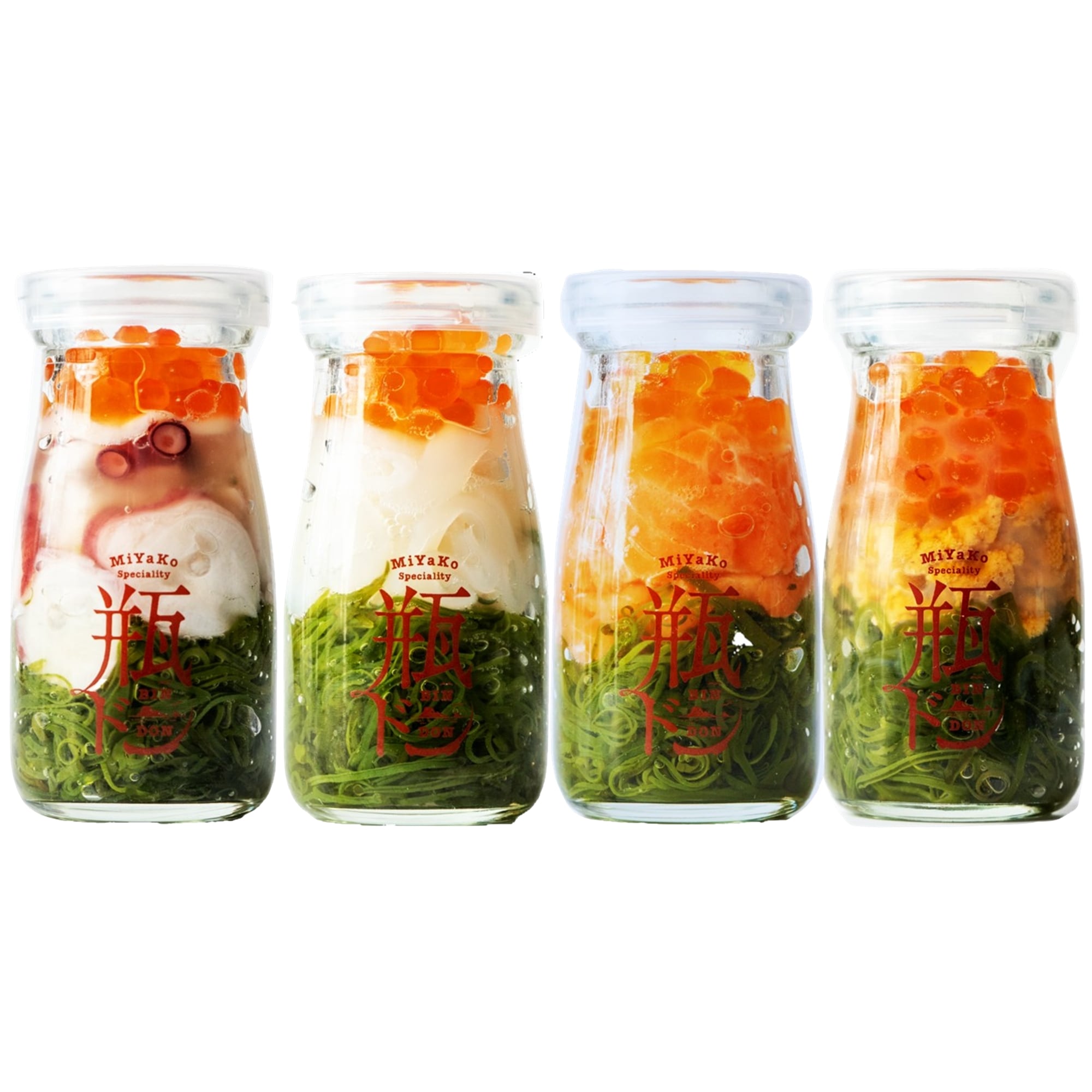 川秀 瓶ドン ウニ サーモン イカ タコ 4本 セット (90g×4) 海鮮丼 ギフト お取り寄せ イクラ メカブ 瓶どん 瓶丼 三陸 岩手 宮古 海鮮 瓶