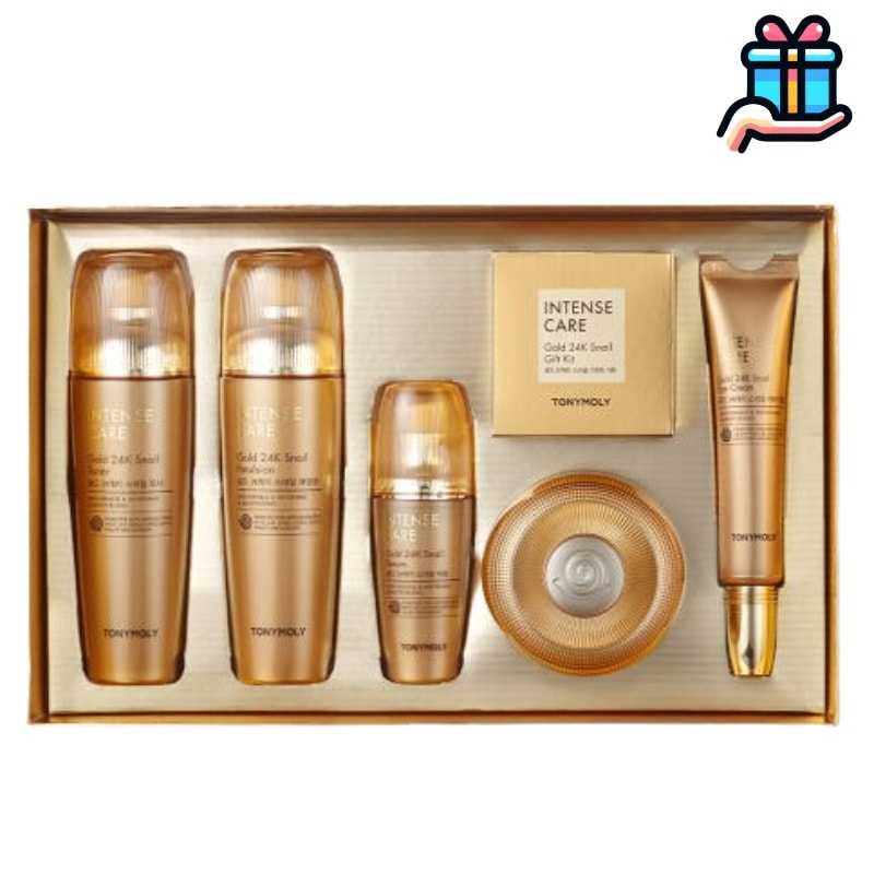 [スキンケアセット メガ割 24kgold 化粧品] インテンスケアゴールド 24Kスネイル5点セット (トナー140ml/ エマルジョン140ml/ セラム35ml/ アイクリーム30ml/ クリー