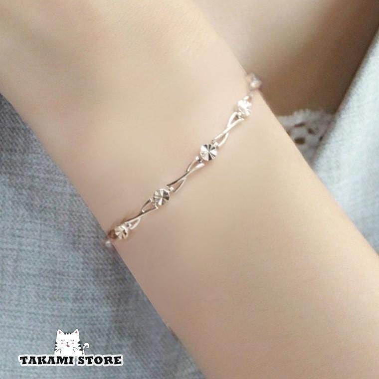 ブレスレット クローバー 四つ葉 お花 ホワイト モチーフ シルバー925 プラチナ仕上げ 彼女 妻 女性 プレゼント アクセサリー