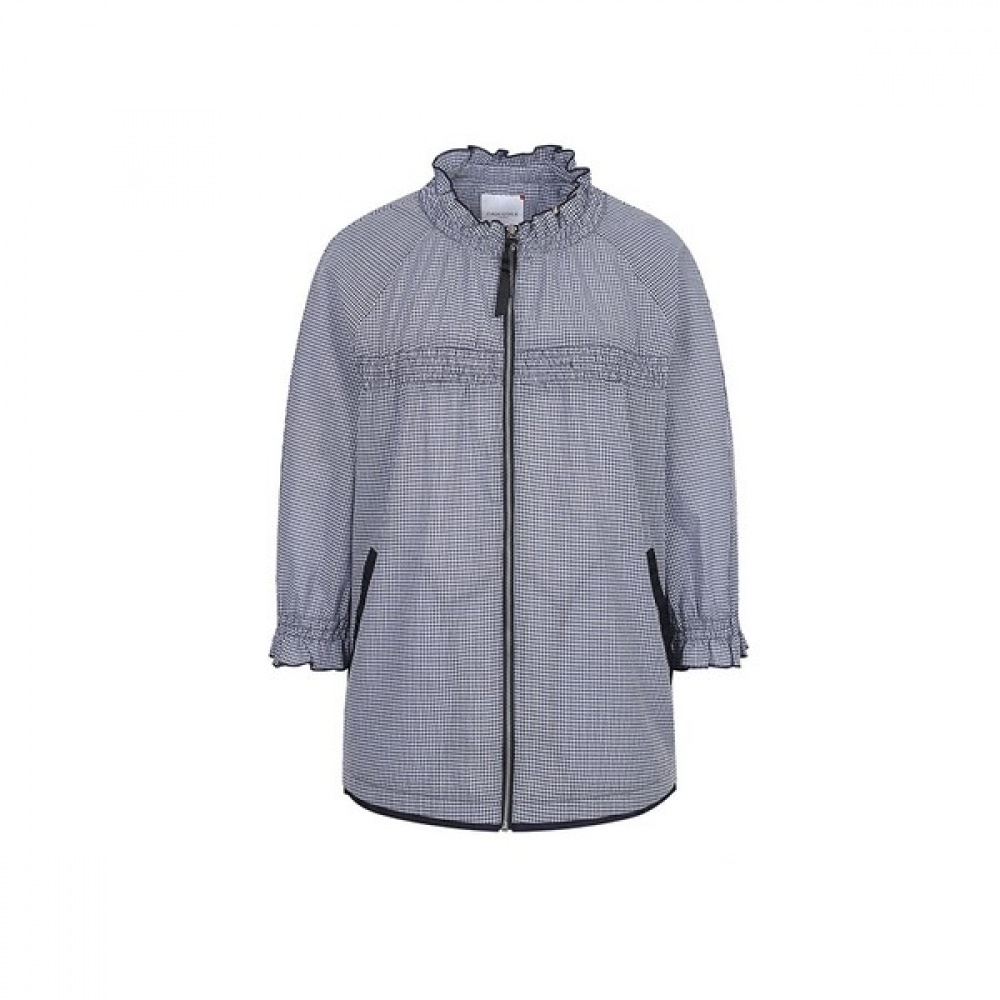 [クロコダイルレディ] ネイビーネックラインシャーリング9スリーブチェックジャンパーCLCMJP102