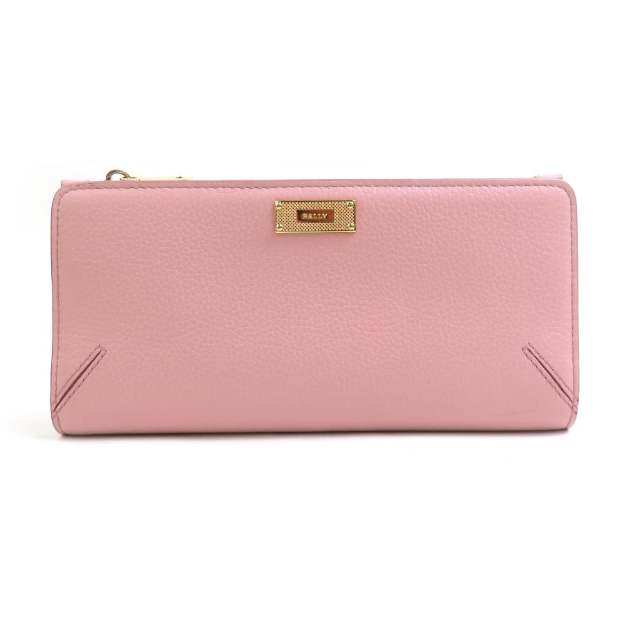 バリー BALLY 二つ折り長財布 レザー ピンク×ネイビー レディース r10610a