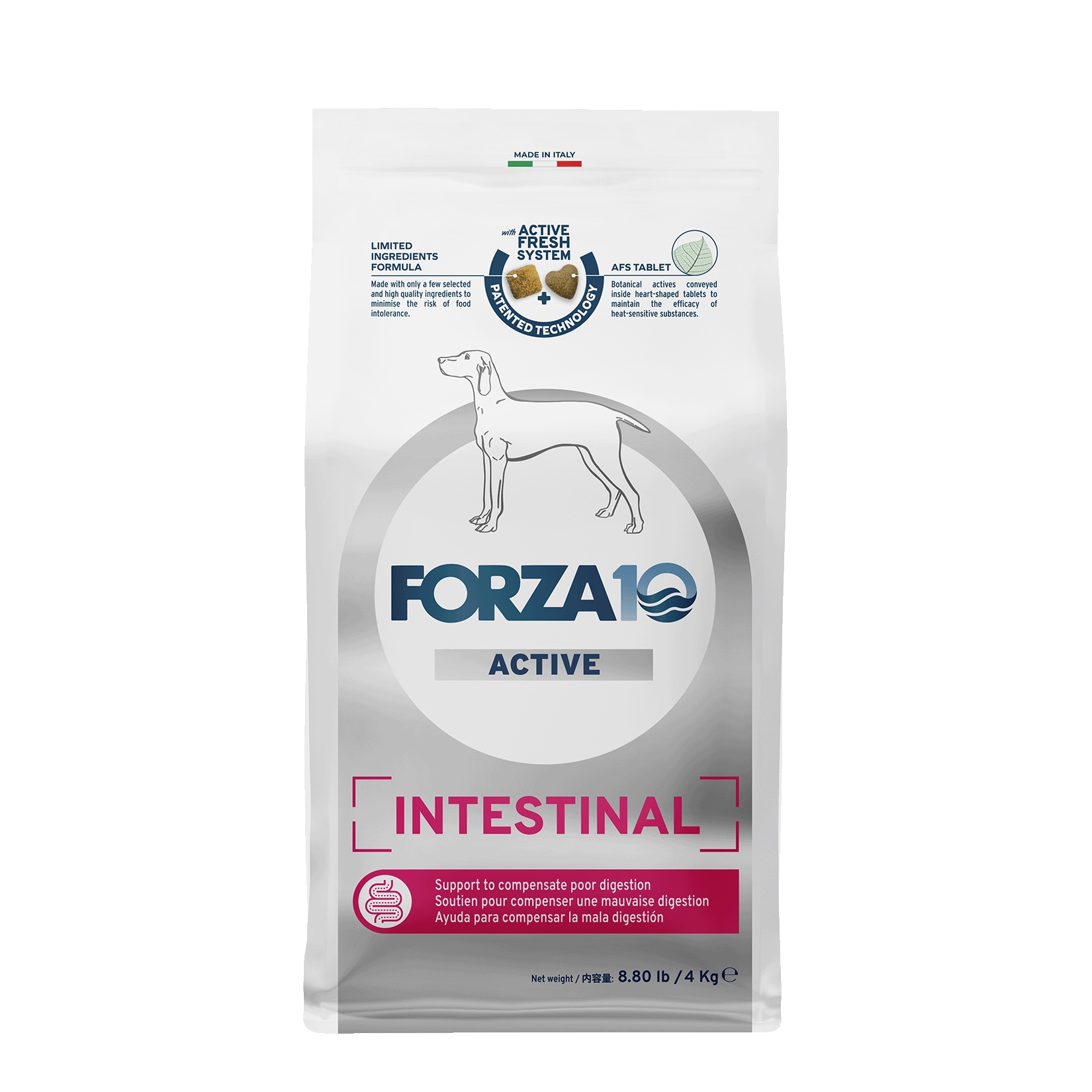 FORZA10 インテスティナルアクティブミディアム（中粒）4kg【フォルツァディエチ】【犬用療法食】【正規品】