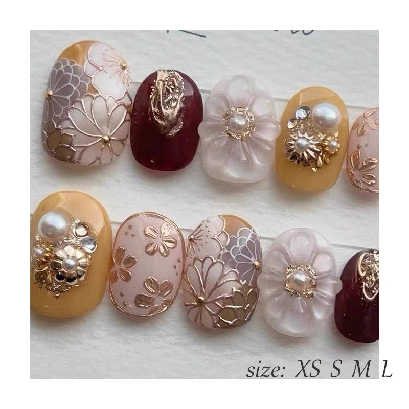 ネイルチップ 手作りネイルチップ 和風ネイルチップ 桜 菊 波 金継ぎ 蒔絵 京都 オーダーメイドネイル ハンドペイントネイル 【手作りネイル】オーダーメイド手作り ジェルネイル ネイルシール セルフ