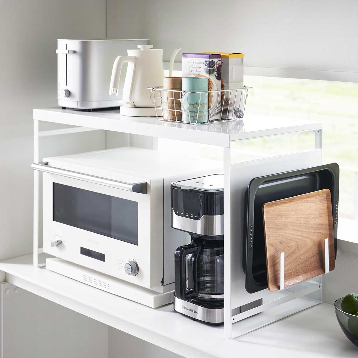 レンジラック 山崎実業 tower タワー スチールパネル付きレンジラック W75 1483 ホワイト