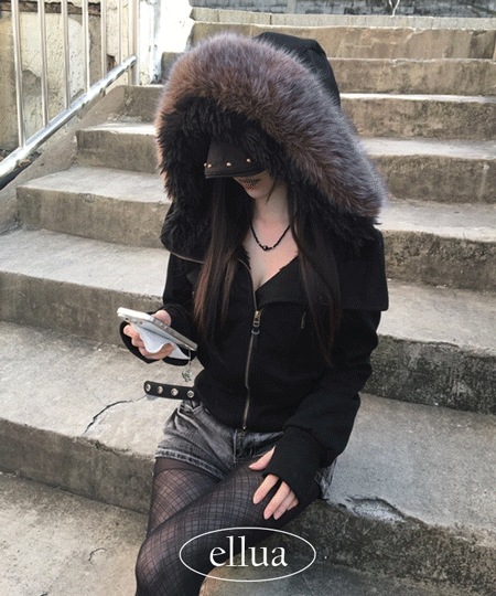 [ウール裏地/真冬O/高クオリティーver] 1175. y2k ウルフジョーファー パーカー ジップアップ ウォーマー ダウン ジャンパー ボアパーカー ファーフード 世紀末 ハンドウォーマー 冬フ