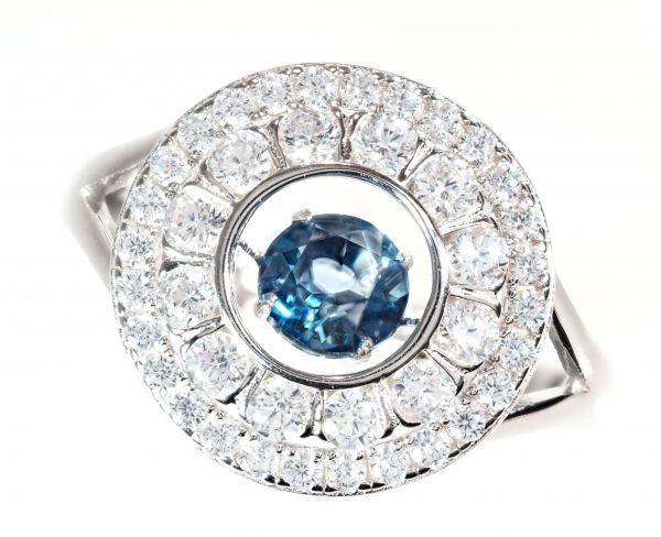 ダンシング ストーン クロスフォー ダイヤモンド 天然 ロンドン ブルー トパーズ リ