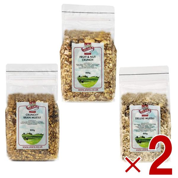アララ クランチ フルーツ ナッツ , クランチ ブラン ミューズリー , デラックス ミューズリー 800g 各2個 合計6個アソートセット