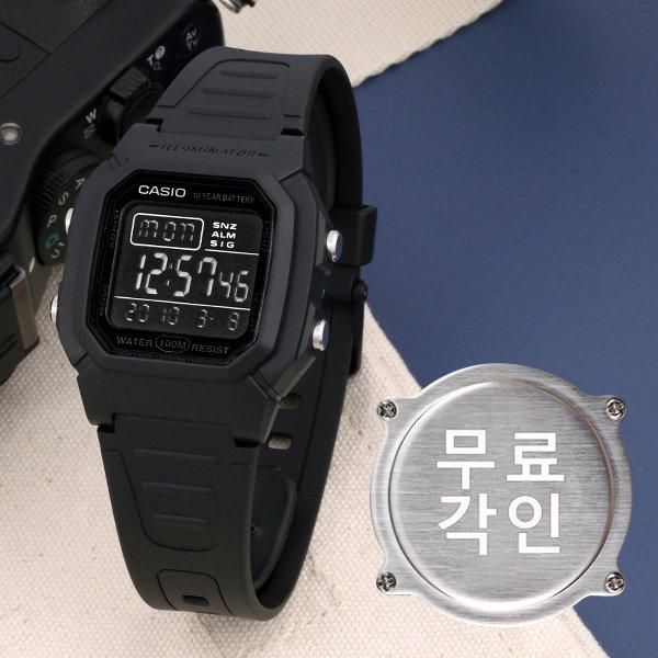 無料刻印 W-800H-1B オールブラック メンズウレタン時計 d