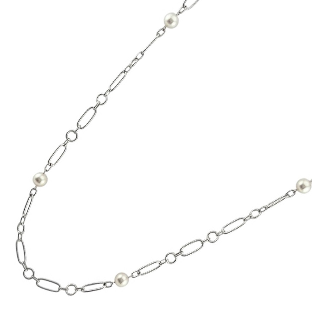 ミキモト モールスコード ネックレス 18金 K18ホワイトゴールド パール MIKIMOTO 中古 美品