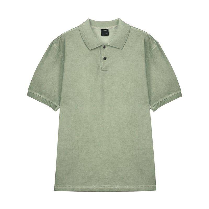 Nau ガーメントダイ ポロネックTシャツ ライトカーキ 497229
