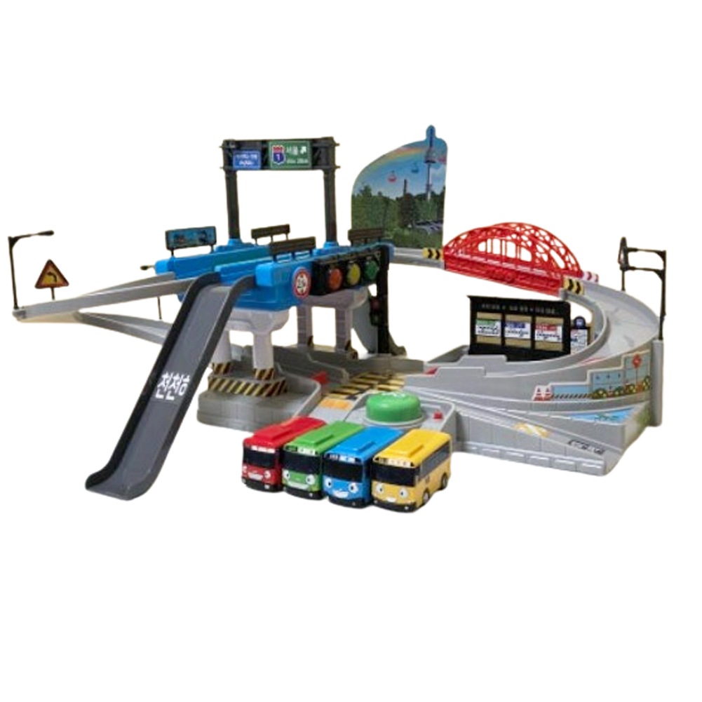 タヨ ちびっこバス 信号機プレイセット ミニバス4台付き 45cm x 30cm x 20cm [並行収入]