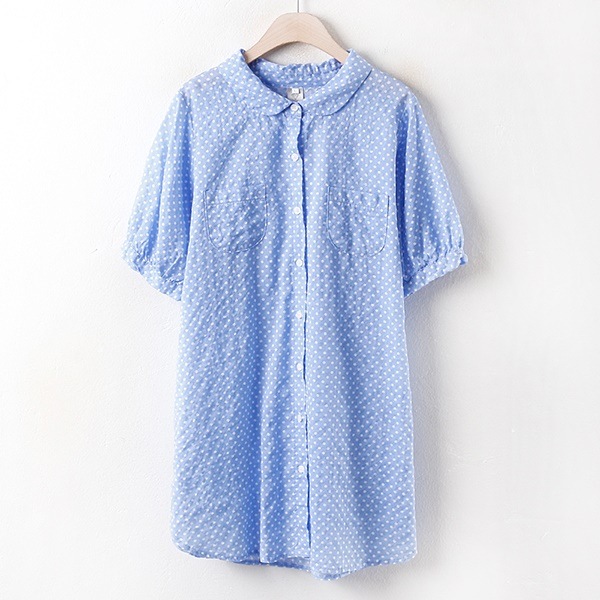 送料無料グィヨプカラードット南方DD2412Mビッグサイズの婦人服大きい服韓国製作ミクロ中年