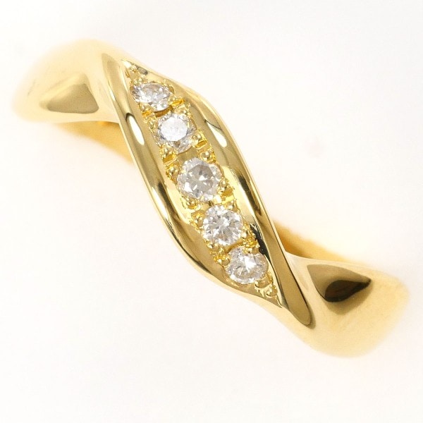 K18 18金 YG イエローゴールド リング 指輪 11号 ダイヤ 0.12 ジュエリー 中古