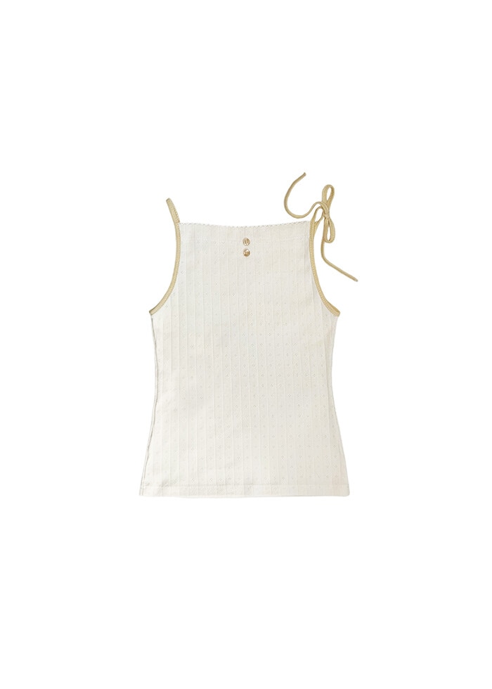 【NOFFICIALNOFFICE】 PIPED RIBBON STRAP SLEEVELESS TOP : BUTTER