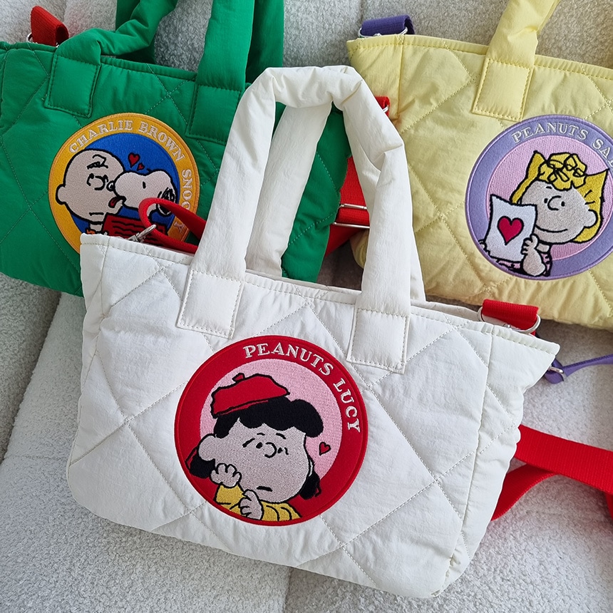 （Peanuts正品）スヌーピーパッチキルティングダウンバッグ