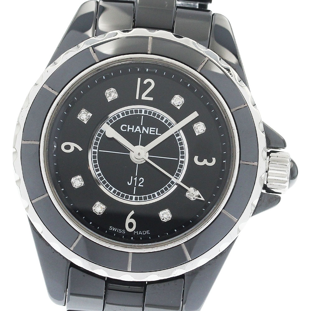 シャネル CHANEL H2569 J12 黒セラミック 8Pダイヤモンド クォーツ レディース _938331【中古】