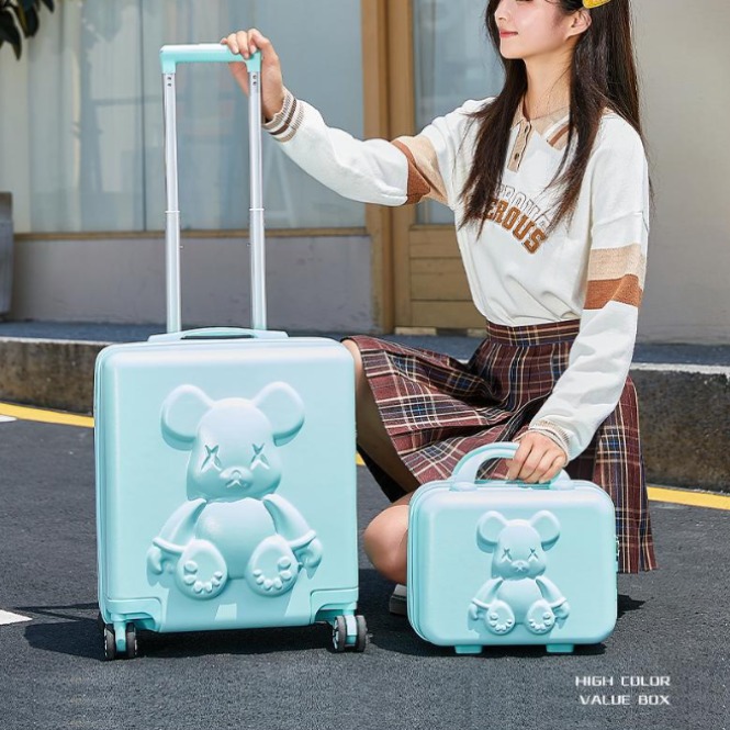 2024 新しいジッパー化粧品スーツケースアルミフレームスーツケース学生コンボ落下防止サイレントユニバーサルホイールトロリーケース