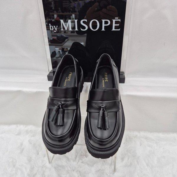 By 女性 チャンキーソール タッセル ローファー 112HT419SS008 BLACK 2 JJ