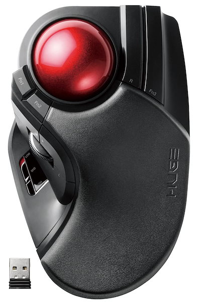他サイト： エレコム マウス ワイヤレス (レシーバー付属) トラックボール 大玉 8ボタン チルト機能 ブラック M-HT1DRXBKの商品画像