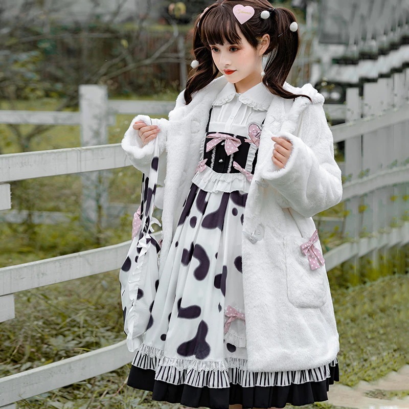 在库限りです! 返品交換なし【フルセット】デザインミルクプリンlolitaロリータサスペンダーワンピースプルオーバー秋冬甘さ