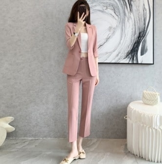 モテコーデ ハレの日 セットアップ シャンパー ズボン 上着 スーツ 7分丈 袖あり 七分袖 長袖 Vネック 襟付き 細身 ストレート 前開き ボタン 上下セット 2点セット かわいい 可愛い